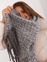 Grey and white women's scarf with patterns