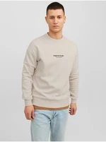 Beige Mens Sweatshirt Jack & Jones Vester - Men