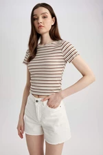 DEFACTO Fitted Crew Neck Striped Short Sleeve T-Shirt