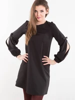 Dress decorated with slits on the sleeves black