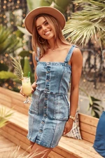 Denim dress with suspenders