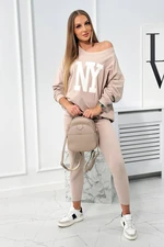 Cotton set sweatshirt + leggings beige