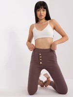 Brown Women's Casual Button Leggings