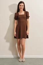 Bigdart 2339 Square Collar Knitted Dress - Brown