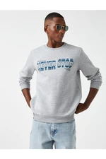 Koton Printed Sweatshirt with a Shark Collar Crewneck