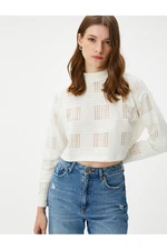 Koton Crop Sweatshirt with Openwork Long Sleeve