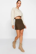 Trendyol Khaki Pleated Mini Woven Skirt