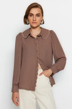 Trendyol Brown Woven Shirt with Embroidery Detail