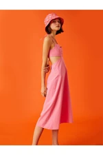 Koton Midi Length Dress with Window Detail and Thin Straps.