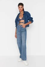 Trendyol Blue Waist Detailed High Waist Wide Leg Jeans