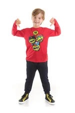 Denokids Hi Gang Boys Children's Cotton Red T-shirt Pants Set