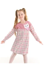 Denokids Heart Cat Plaid Girl Pink Dress