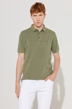 ALTINYILDIZ CLASSICS Men's Khaki Slim Fit Slim Fit Polo Neck 100% Cotton Short Sleeves Patterned T-Shirt.