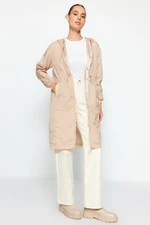 Trendyol Beige Oversized Hooded Water-Repellent Raincoat