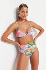 Trendyol Landscape Pattern High Waist Bikini Bottoms