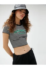 Koton Crop T-Shirt with Printed Crewneck Short Sleeves Rivet