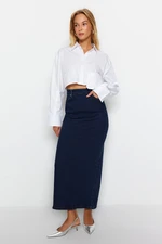 Trendyol Dark Blue Midi Denim Skirt