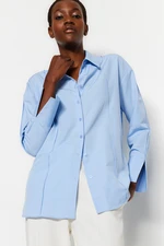 Trendyol Light Blue Rib Detailed Shirt