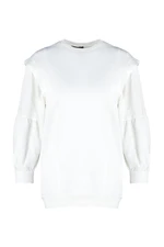 Trendyol White Sleeve Detail Diver/Scuba Knitted Sweatshirt