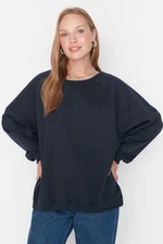 Trendyol Navy Blue Raglan Sleeve Oversize Thin Knitted Sweatshirt