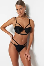 Trendyol Black Piping normál lábú bikini alsó