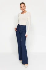 Trendyol Dark Blue High Waist Flare Jeans