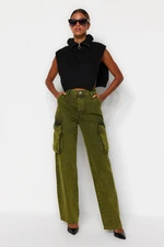 Trendyol Green High Waist Wide Leg Jeans with Cargo Pocket