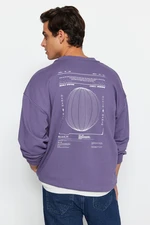 Trendyol Purple Men's Oversized Mystical Printed Cotton Sweatshirt