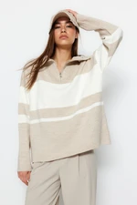 Trendyol Stone Wide fit Basic Color Block Knitwear Sweater