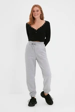 Trendyol Gray Melange Thick Fleece Inside Basic Knitted Sweatpants