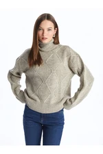 LC Waikiki Turtleneck Self-Patterned Long Sleeve Women's Knitwear Sweater