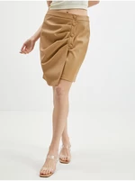 Light brown women's faux leather skirt ORSAY