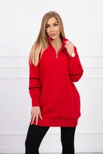 Sweatshirt with zip and pockets red