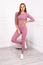 Ribbed set dark pink