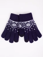 Yoclub Kids's Girl's Five-Finger Touchscreen Gloves RED-0019G-AA5C-001 Navy Blue