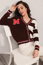 Bigdart 15803 Multicolor College Cardigan - Brown