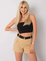 Camel shorts with belt Silia RUE PARIS