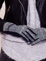 Elegant dark blue gloves with pattern