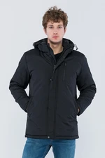 D1fference Men's Black Lined Camel Hooded Water And Windproof Thick Sports Coat & Parka