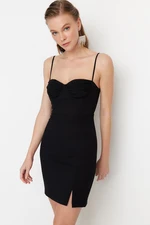 Trendyol Black Fitted Evening Dress with Lining and Woven