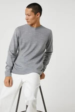 Koton Basic Knitwear Sweater with Knitting Detail, Crew Neck.