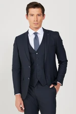 ALTINYILDIZ CLASSICS Men's Navy Blue Extra Slim Fit Slim Cut Mono Collar Plain Classic Suit