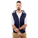 Men's Quilted Vest with Hood GLANO - navy