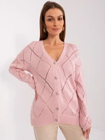 Light pink openwork button-down sweater from RUE PARIS