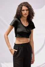 VATKALI V-Neck Crop Top Black