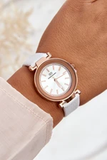 Classic women's leather watch Giorgio & Dario white