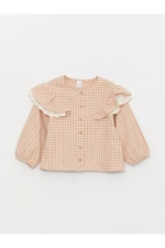 LC Waikiki Crew Neck Long Sleeved Plaid Baby Girl Shirt