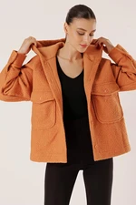 By Saygı Hooded Bag Pocket Oversize Felt Boucle Coat