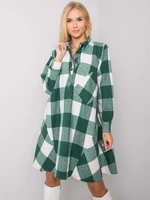 Green and white checkered shirt dress by Sovvina