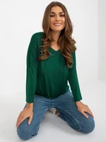 Dark Green Women's Basic Viscose Blouse